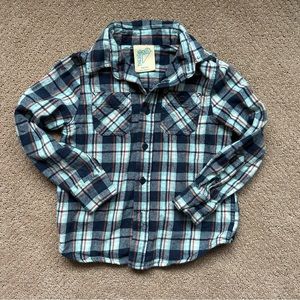 Blue Plaid Button Up Shirt, Toddler Dress Shirt, There Abouts, Size XXS (4/5)